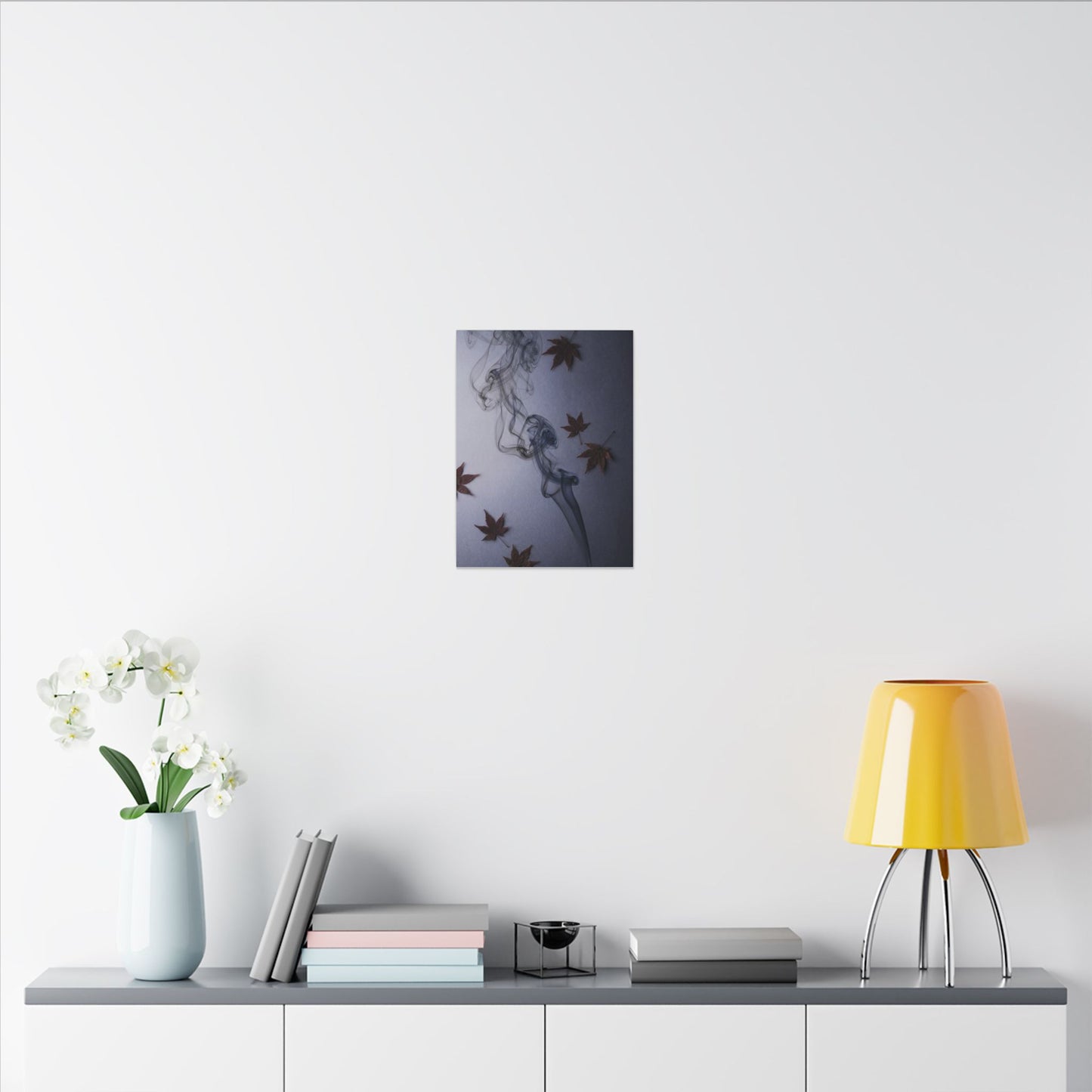 Dark Japandi Incense Smoke in Dawn | Moody Minimal Canvas Art