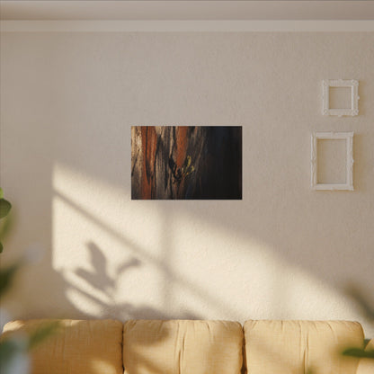 Rust Patina Charcoal Ink Canvas Art | Moody Dark Japandi Art