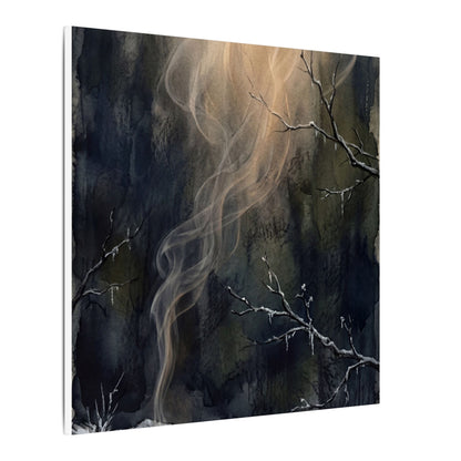 Incense Smoke Winter Canvas Art | Dark Japandi Moody Design