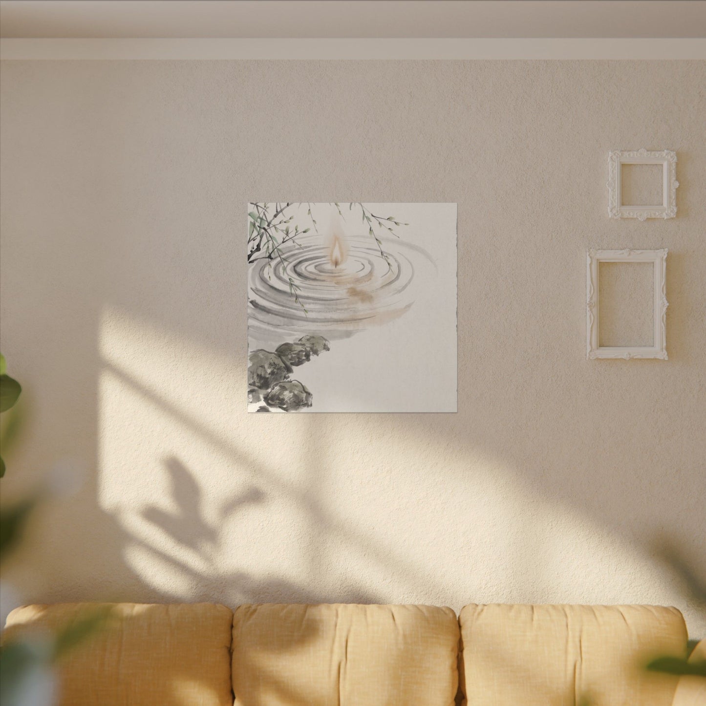 Water Ripple Sumi E Canvas Art | Tranquil Zen Art