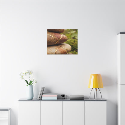 River Stones Summer Canvas Art | Kintsugi Healing Design