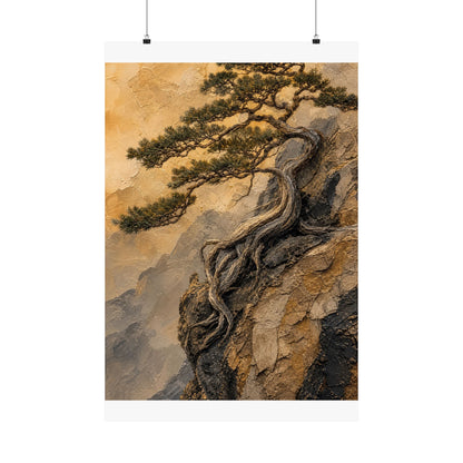 Elegant Pine Tree Wall Art Print - Texture Japandi