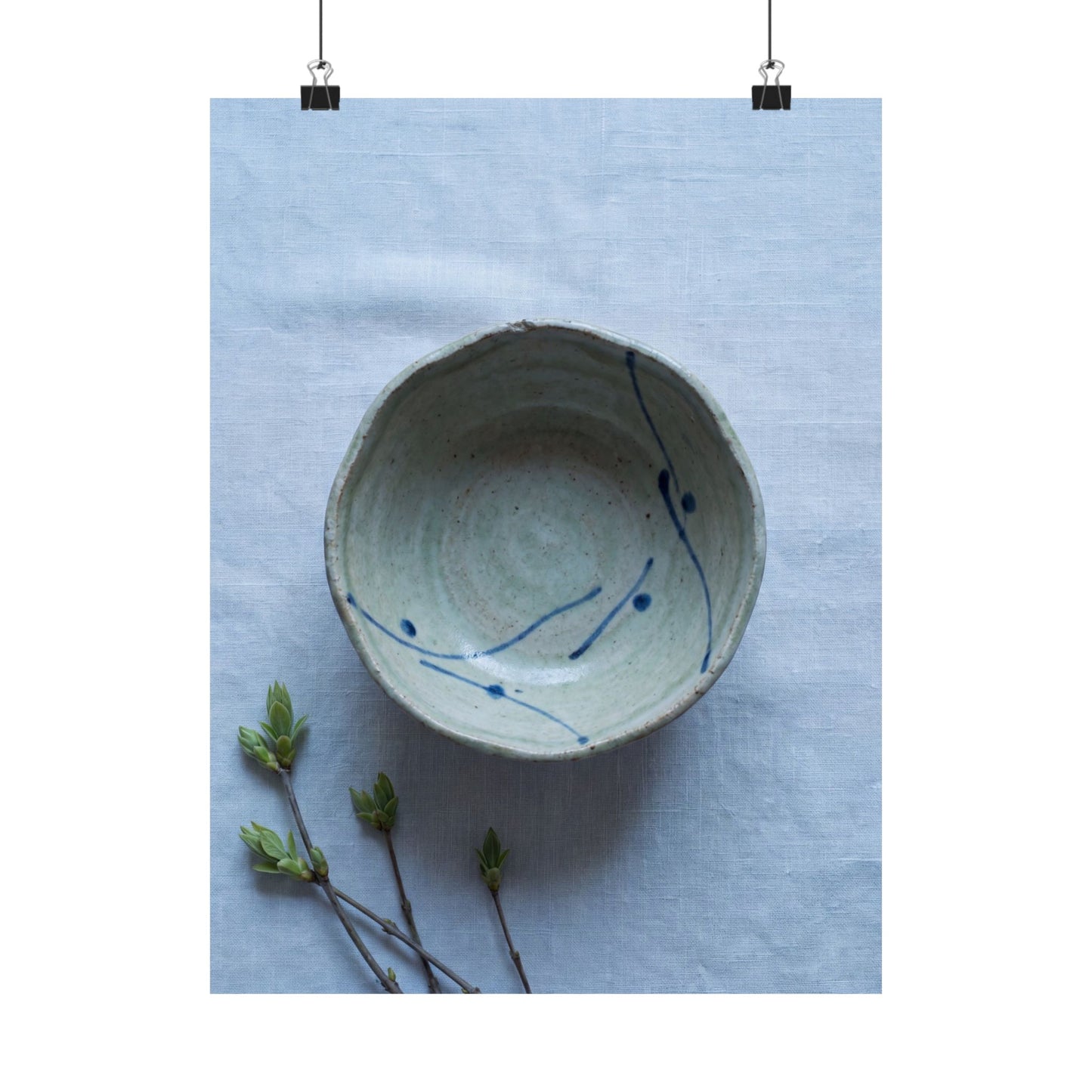 Japandi Ceramic Bowl in Moonlight | Minimal Line Wall Art Print Art Print
