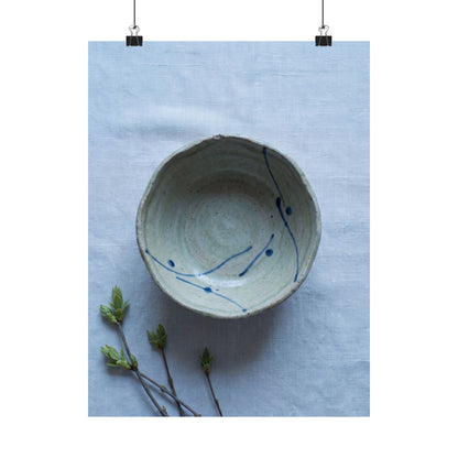 Japandi Ceramic Bowl in Moonlight | Minimal Line Wall Art Print Art Print