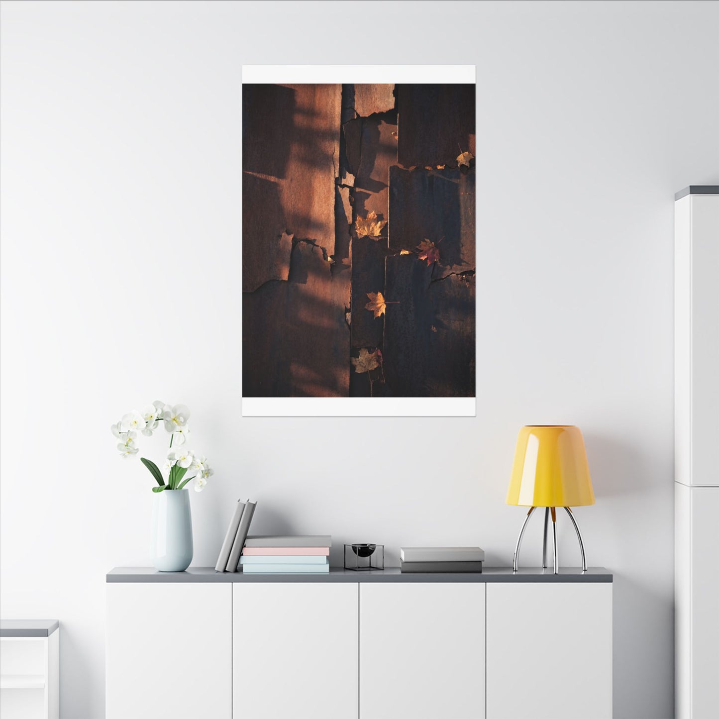 Seijaku Rust Patina Canvas Art - Dark Japandi Shadow Zen