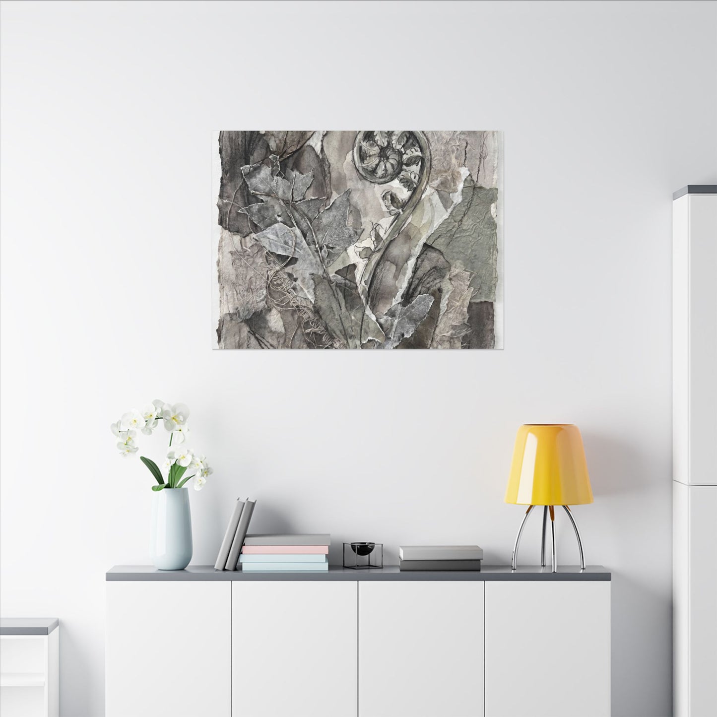 Japandi Fern Unfurling in Overcast | Texture Canvas Art