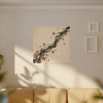 Ink Brushstroke Autumn Canvas Art | Zen Calm Design