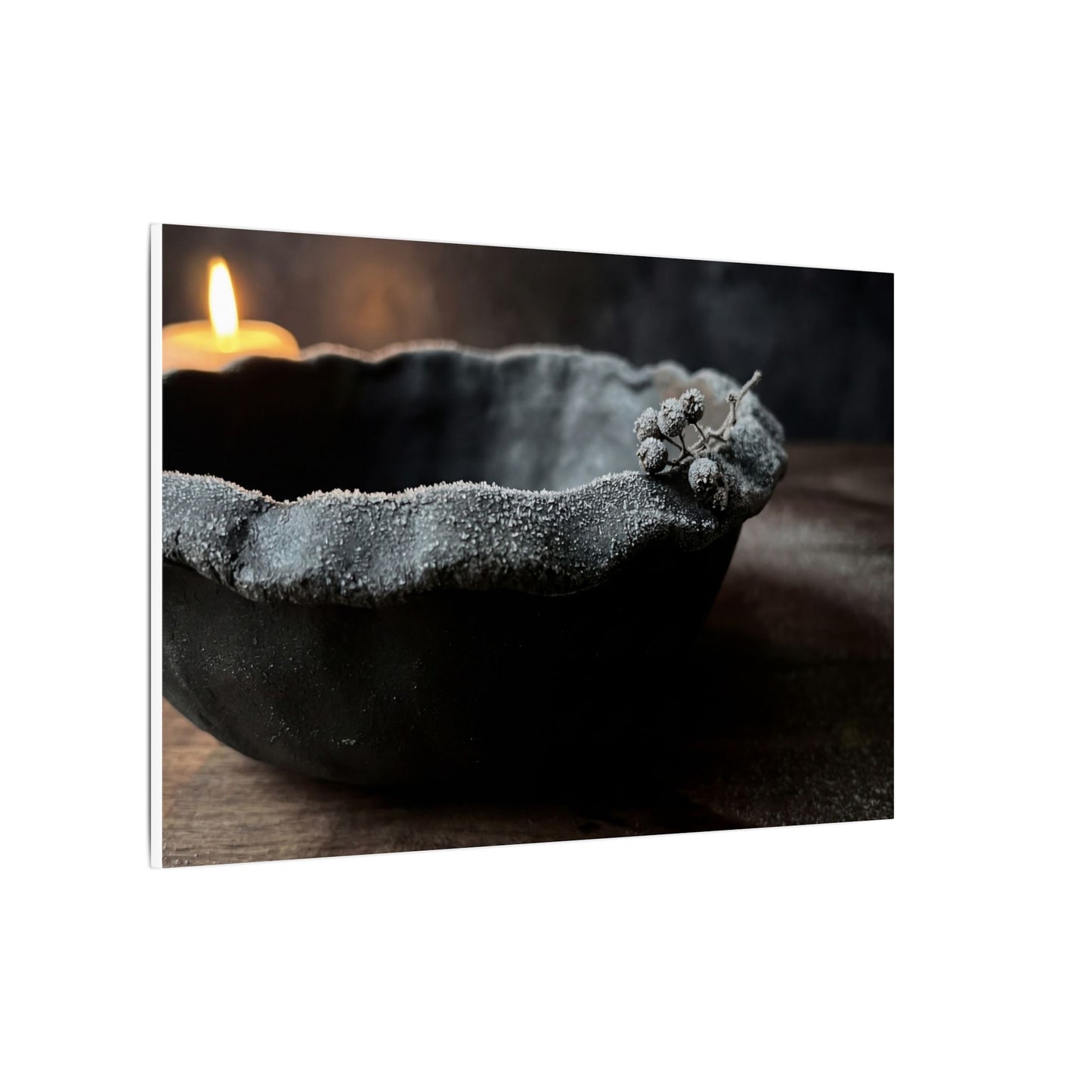 Ceramic Bowl Canvas Art | Winter Dark Japandi Shadow Zen Art