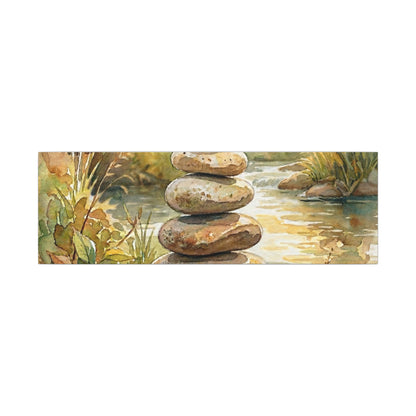 River Stones Summer Canvas Art | Japandi Cozy Design