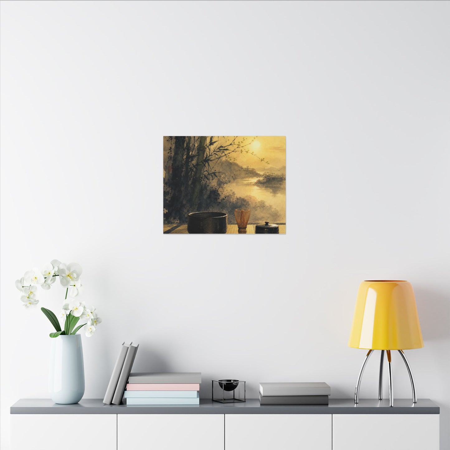 Tea Ceremony Sumi E Canvas Art | Contemplative Zen Art