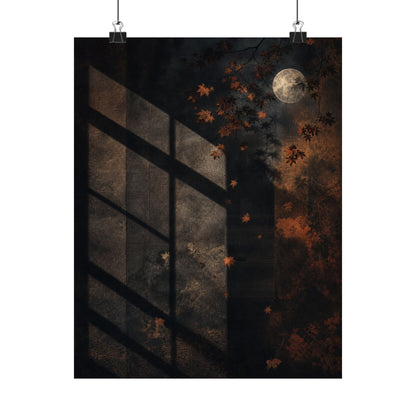 Shadow Play Autumn Wall Art Print | Dark Japandi Luxurious Design
