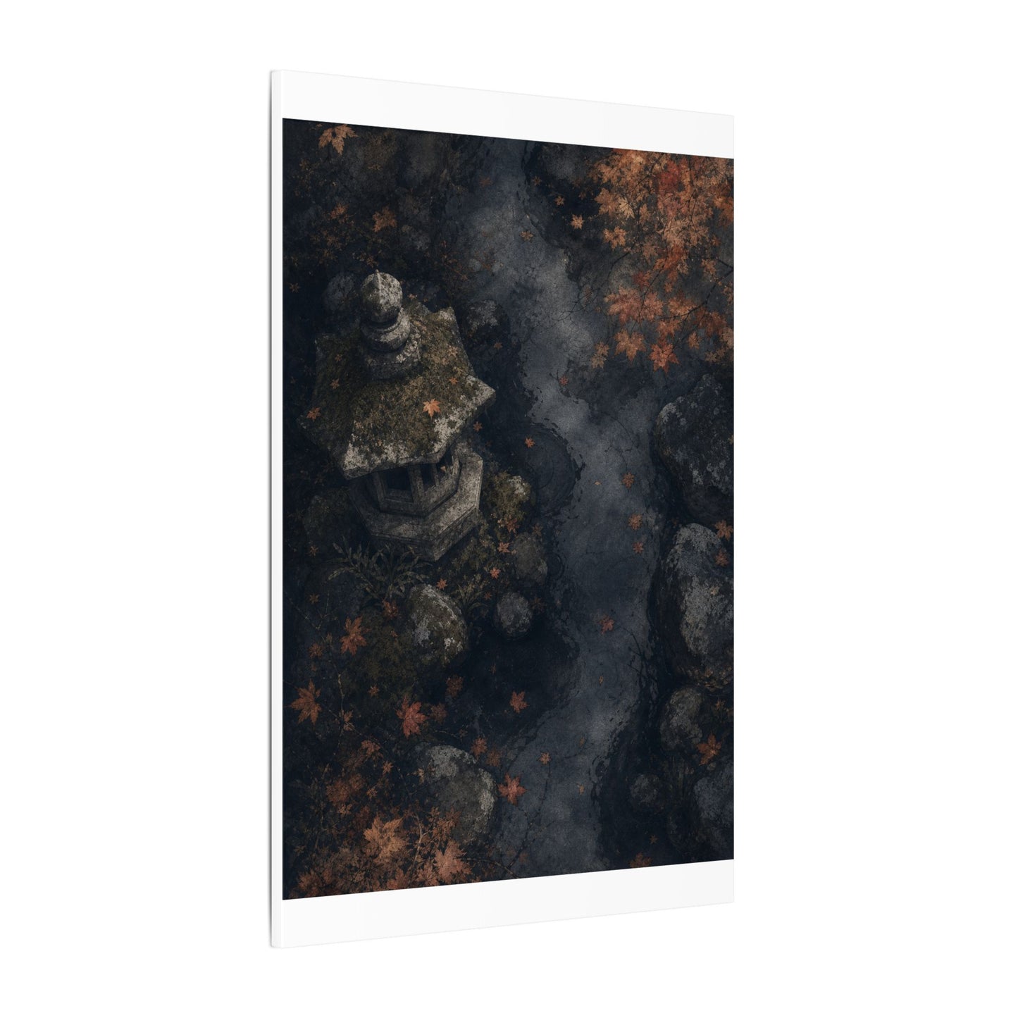 Stone Lantern Canvas Art | Autumn Japandi Texture Art