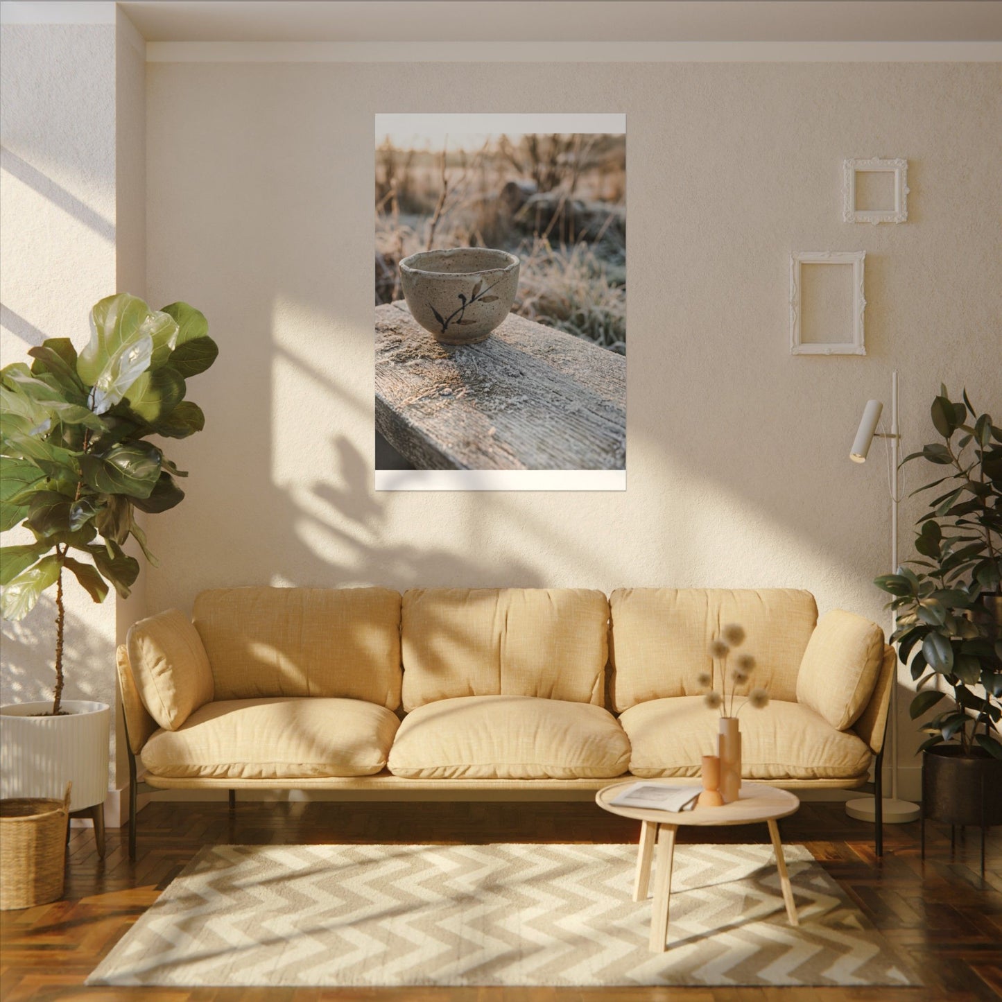 Golden Hour Ceramic Bowl Canvas Art - Japandi Ma