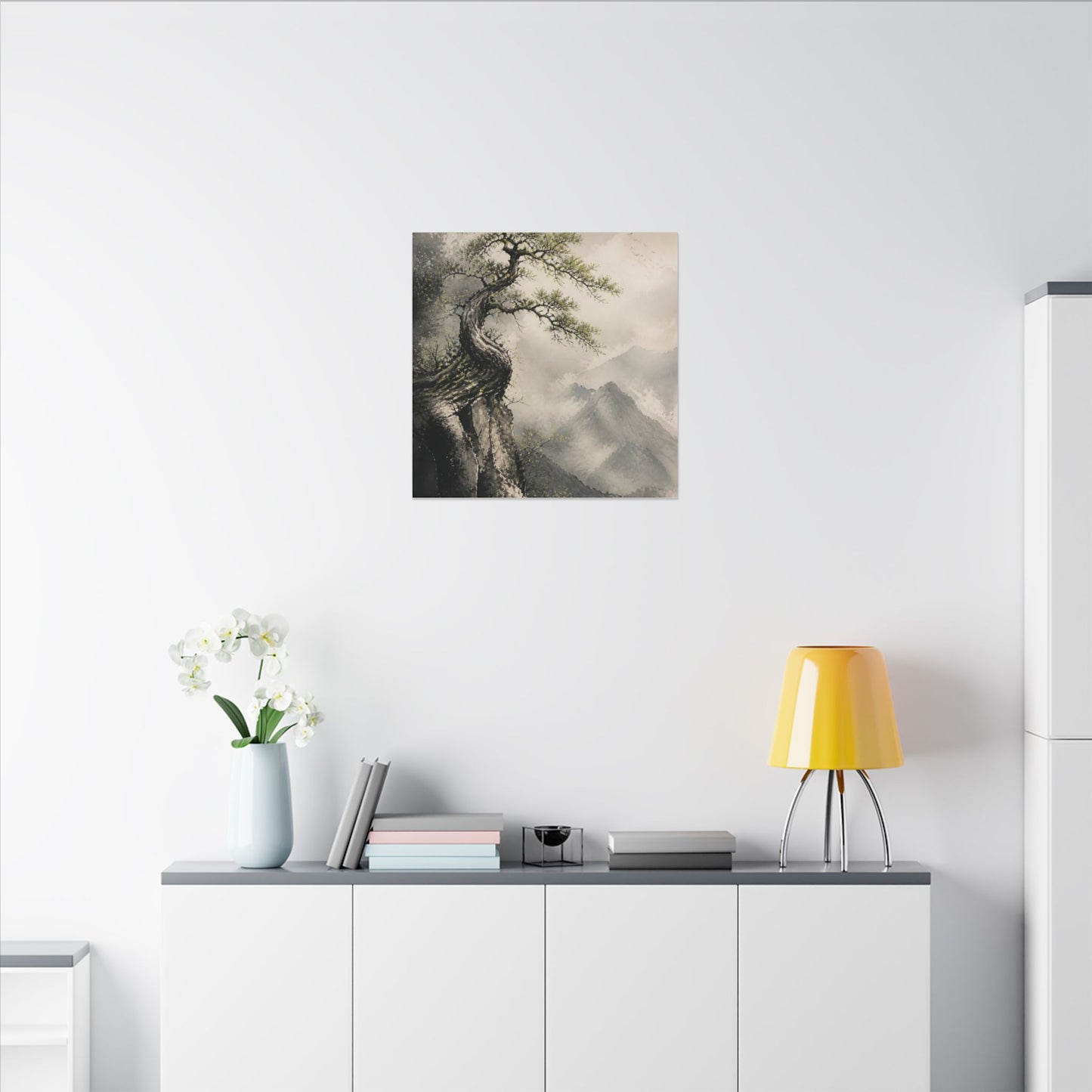 Spring Pine Tree Watercolor Canvas Art | Warm Decor