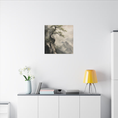 Spring Pine Tree Watercolor Canvas Art | Warm Decor
