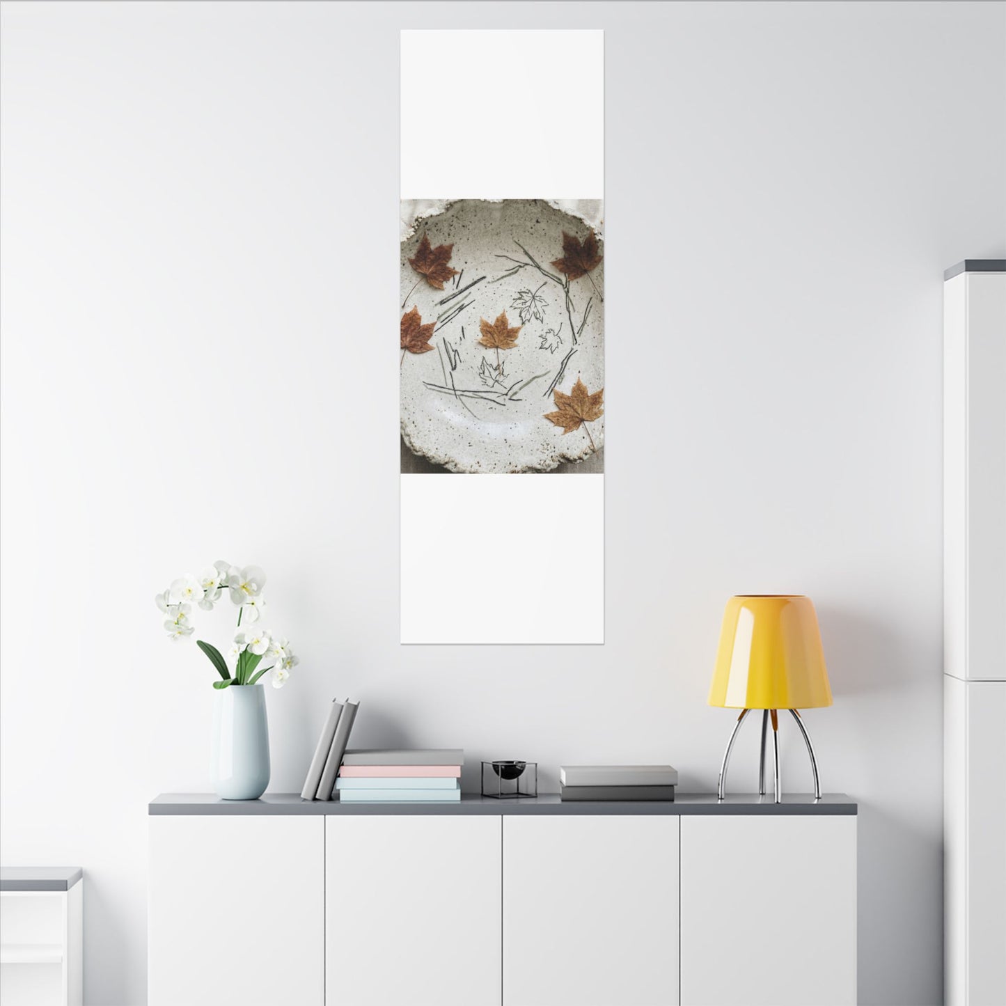 Ceramic Bowl Autumn Canvas Art | Japandi Elegant Design
