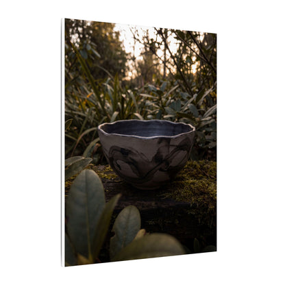 Ceramic Bowl Canvas Art | Summer Dark Japandi Charcoal Ink Art
