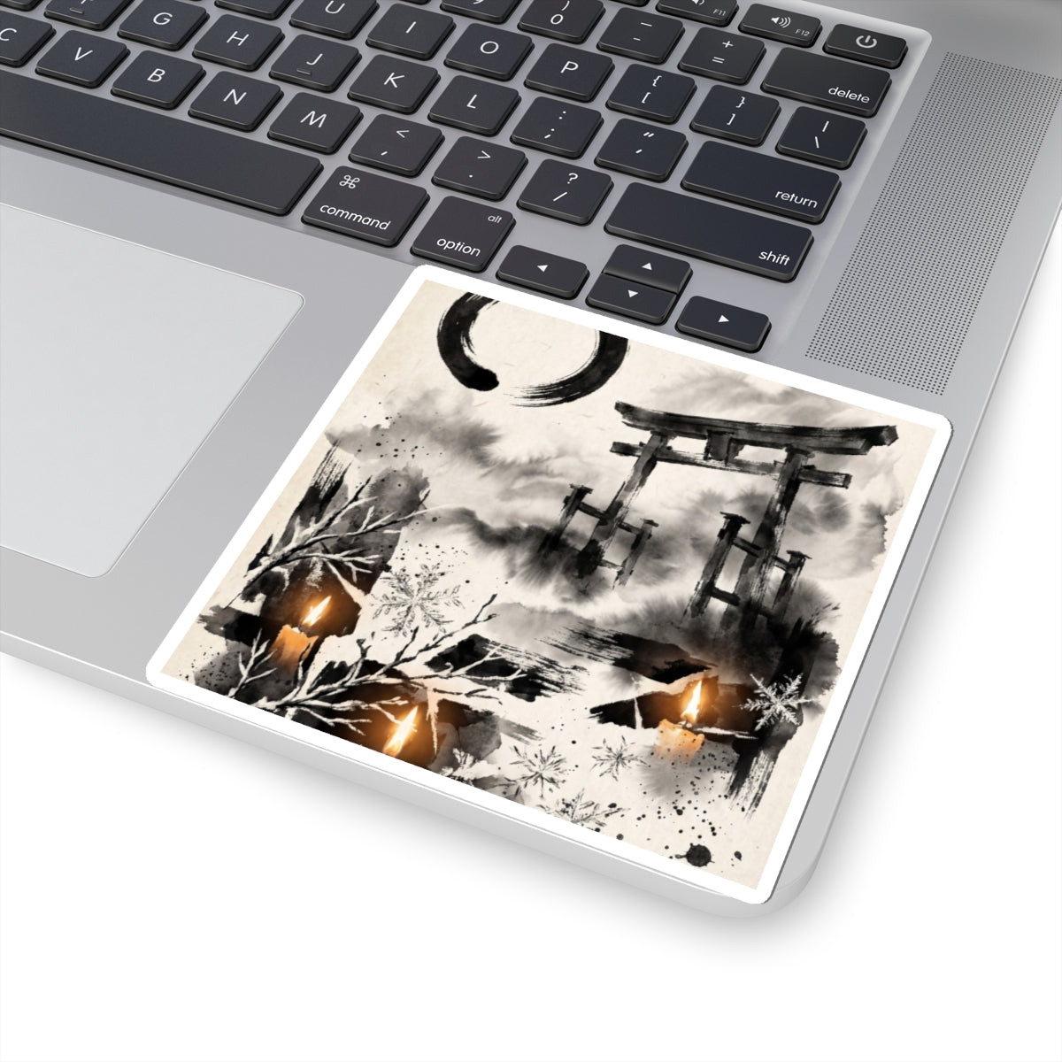 Winter Torii Gate Enso Sticker | Contemplative Decor Art Print