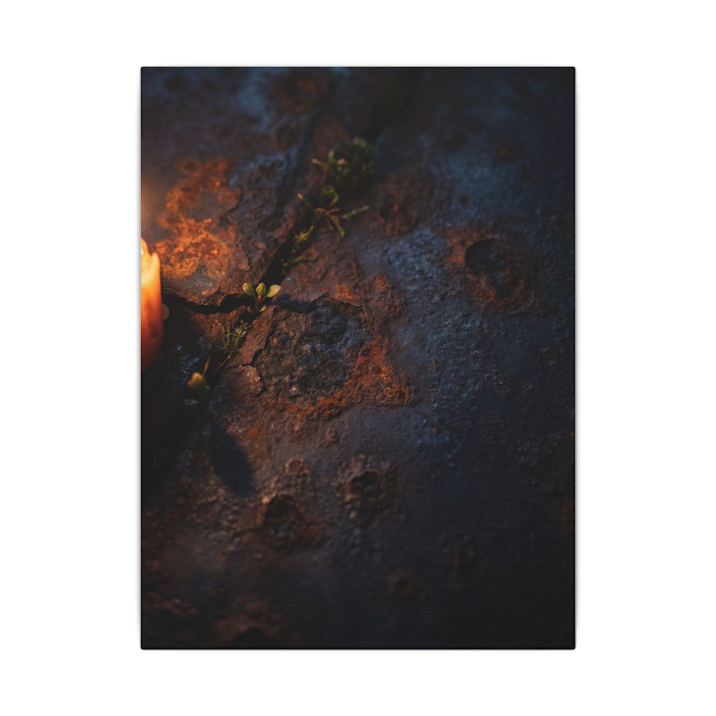 Candlelight Rust Patina Canvas Art - Dark Japandi Ma