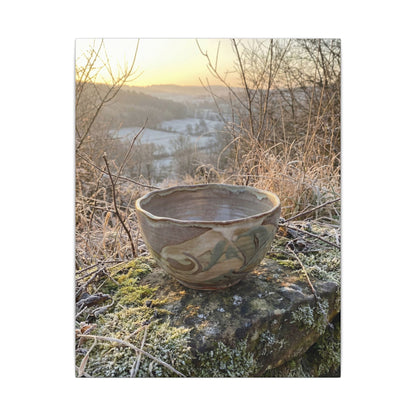 Golden Hour Ceramic Bowl Canvas Art - Japandi Shibui