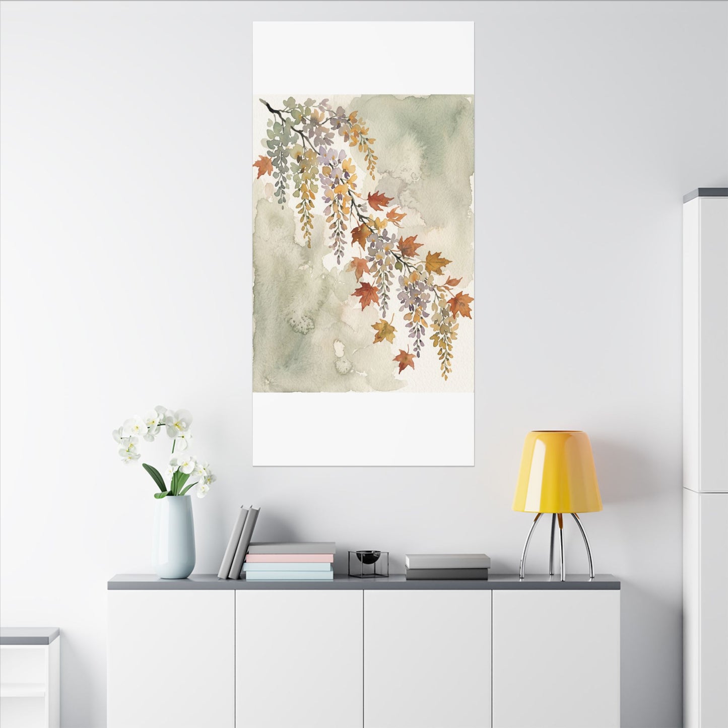 Ma Wisteria Canvas Art - Japandi Watercolor