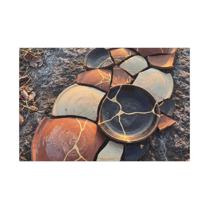 Winter Broken Pottery Gold Vein Canvas Art | Beautiful Decor Art Print