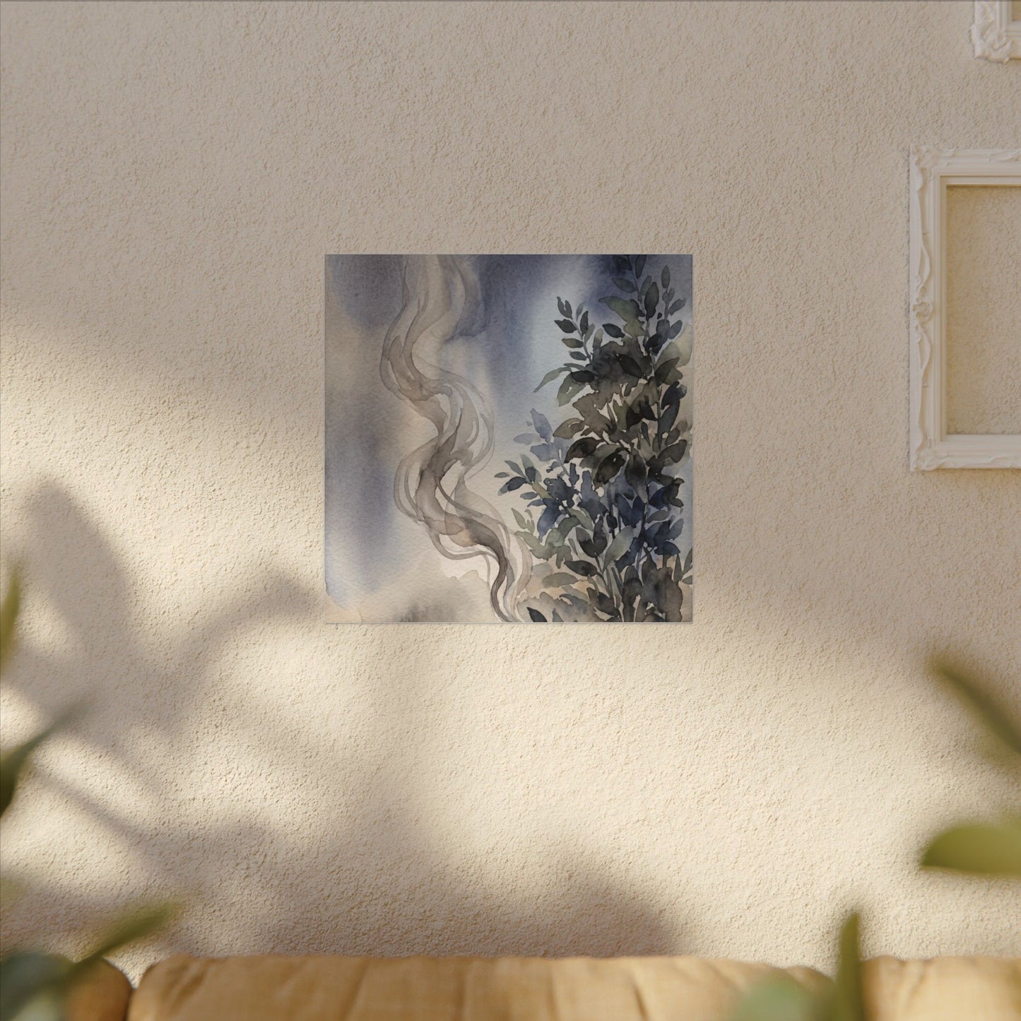 Incense Smoke Summer Canvas Art | Japandi Cozy Design