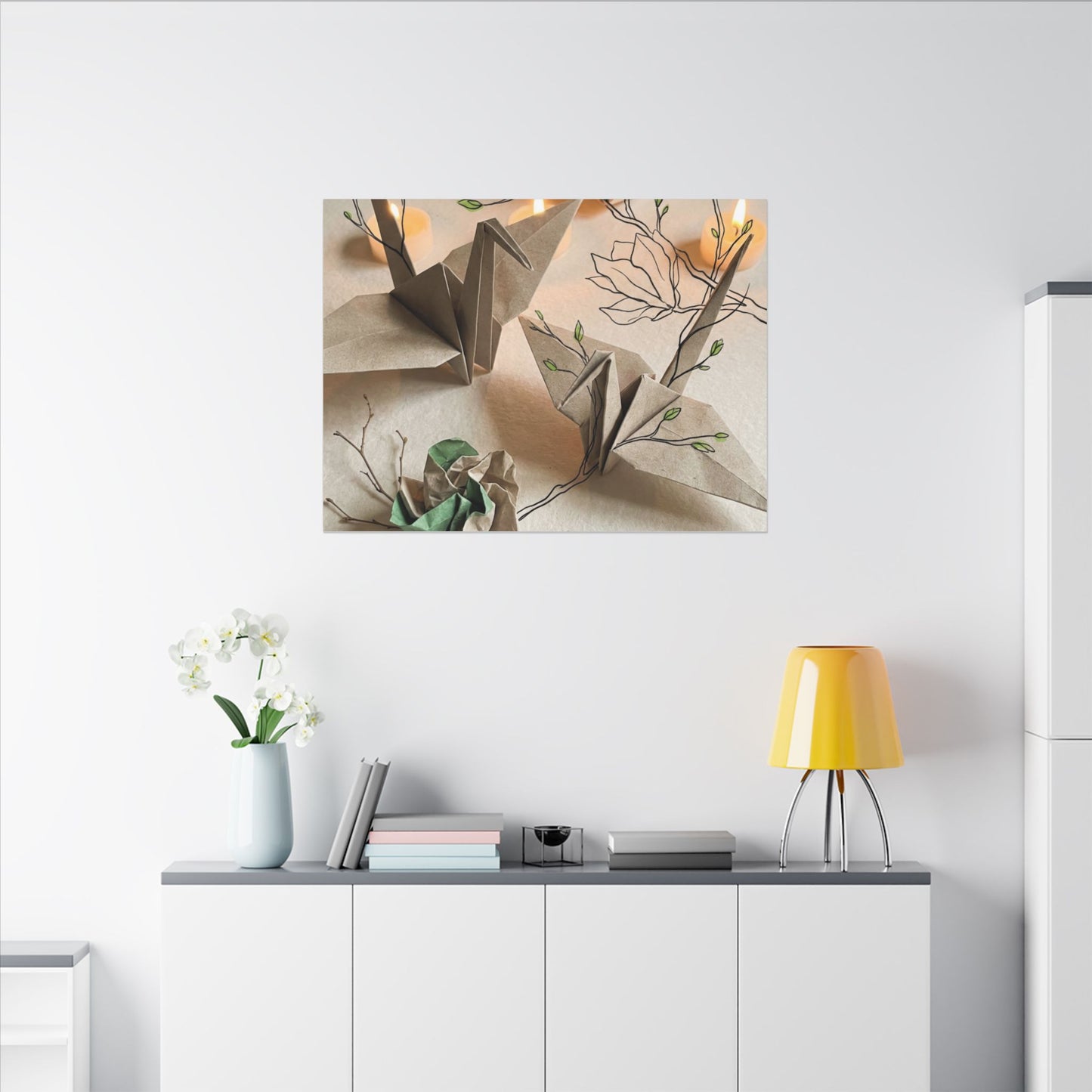 Paper Fold Spring Canvas Art | Japandi Earthy Design