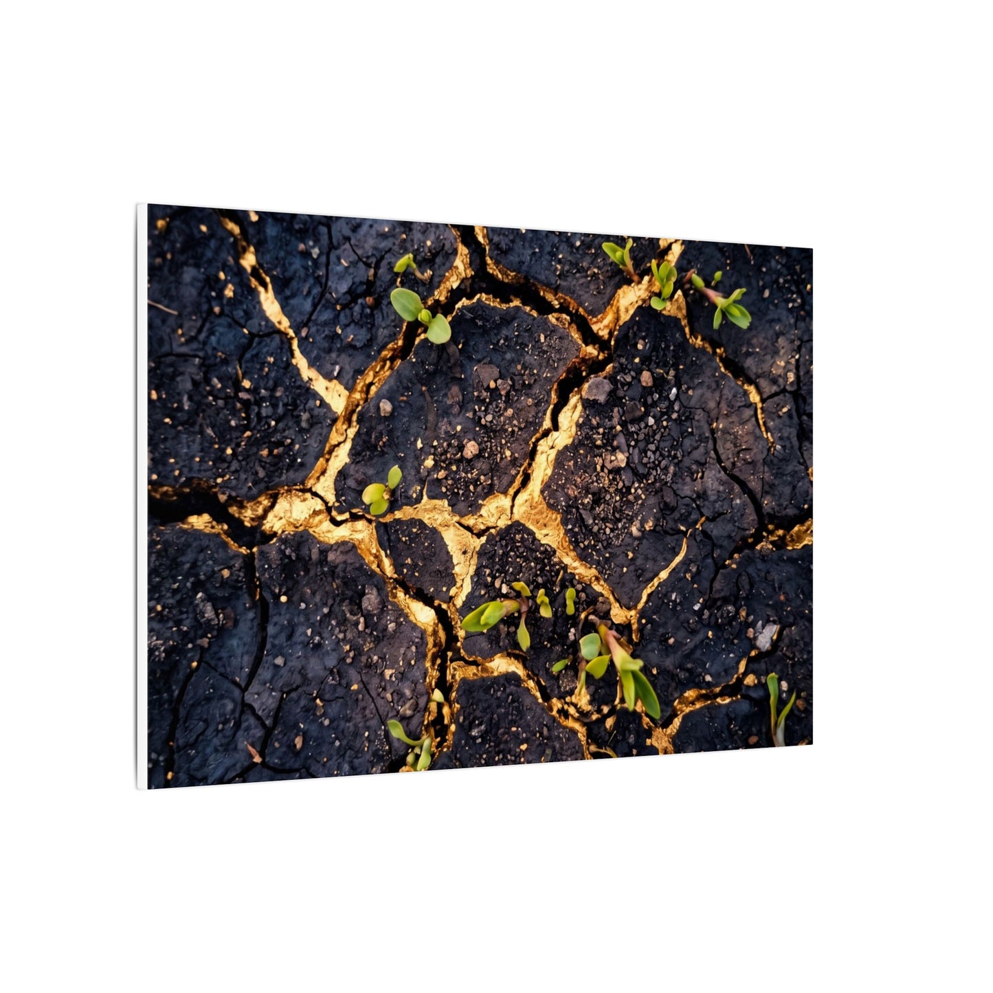 Spring Cracked Earth Crackle Gold Canvas Art | Healing Decor