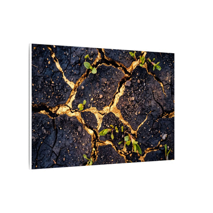 Spring Cracked Earth Crackle Gold Canvas Art | Healing Decor