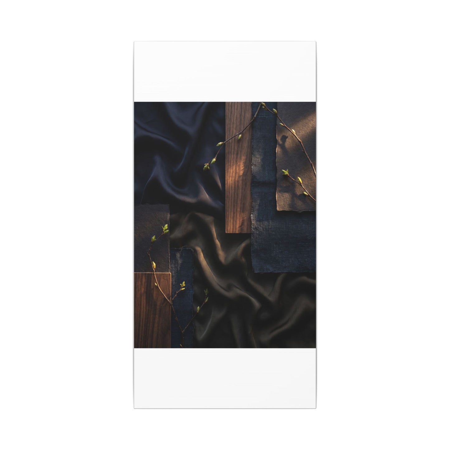 Silk Drape Spring Canvas Art | Dark Japandi Moody Design