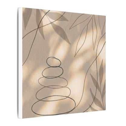 River Stones Minimal Line Canvas Art | Earthy Japandi Art