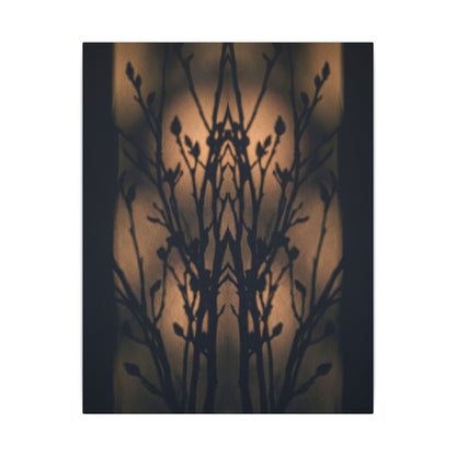 Dark Japandi Shadow Play in Golden Hour | Shadow Zen Canvas Art