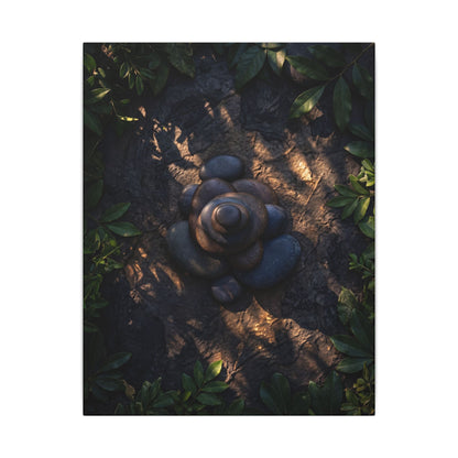 Ma River Stones Canvas Art - Dark Japandi Dark Texture