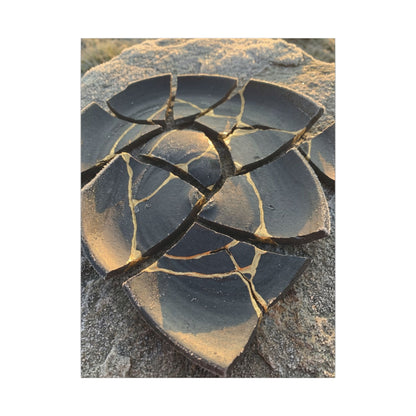 Broken Pottery Winter Canvas Art | Kintsugi Resilient Design