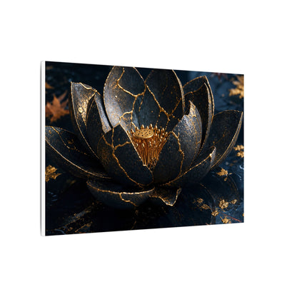 Moonlight Lotus Flower Canvas Art - Kintsugi Fukinsei