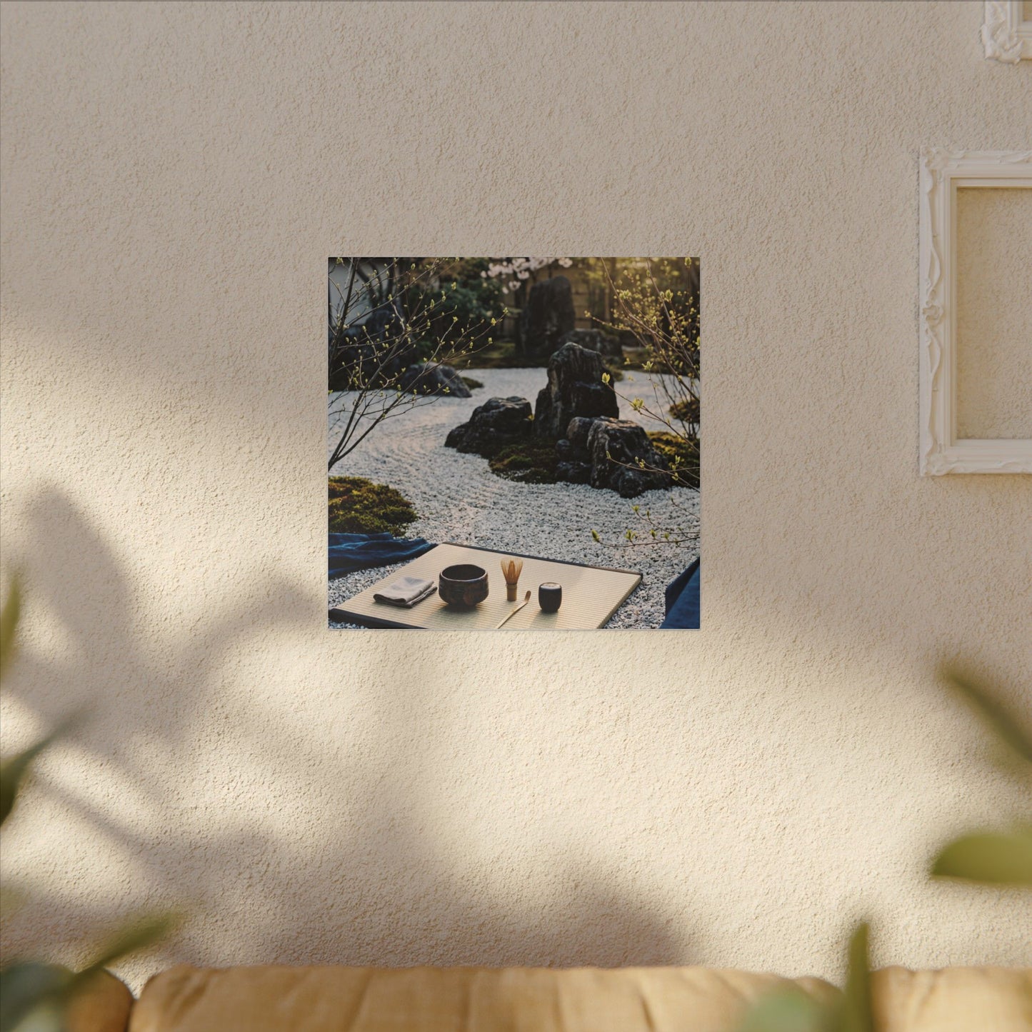 Zen Tea Ceremony in Golden Hour | Karesansui Canvas Art