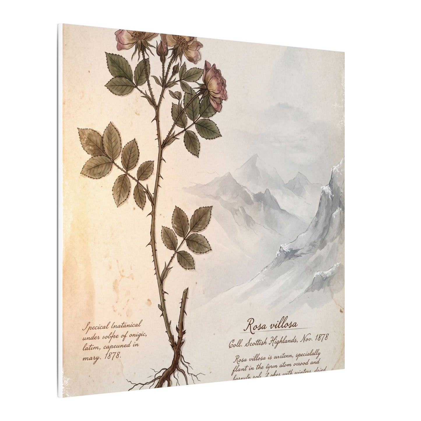 Winter Mountain Mist Herbarium Canvas Art | Earthy Decor