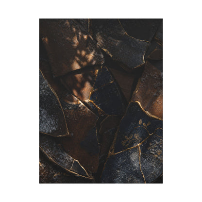 Fukinsei Broken Pottery Canvas Art - Dark Japandi Dark Texture