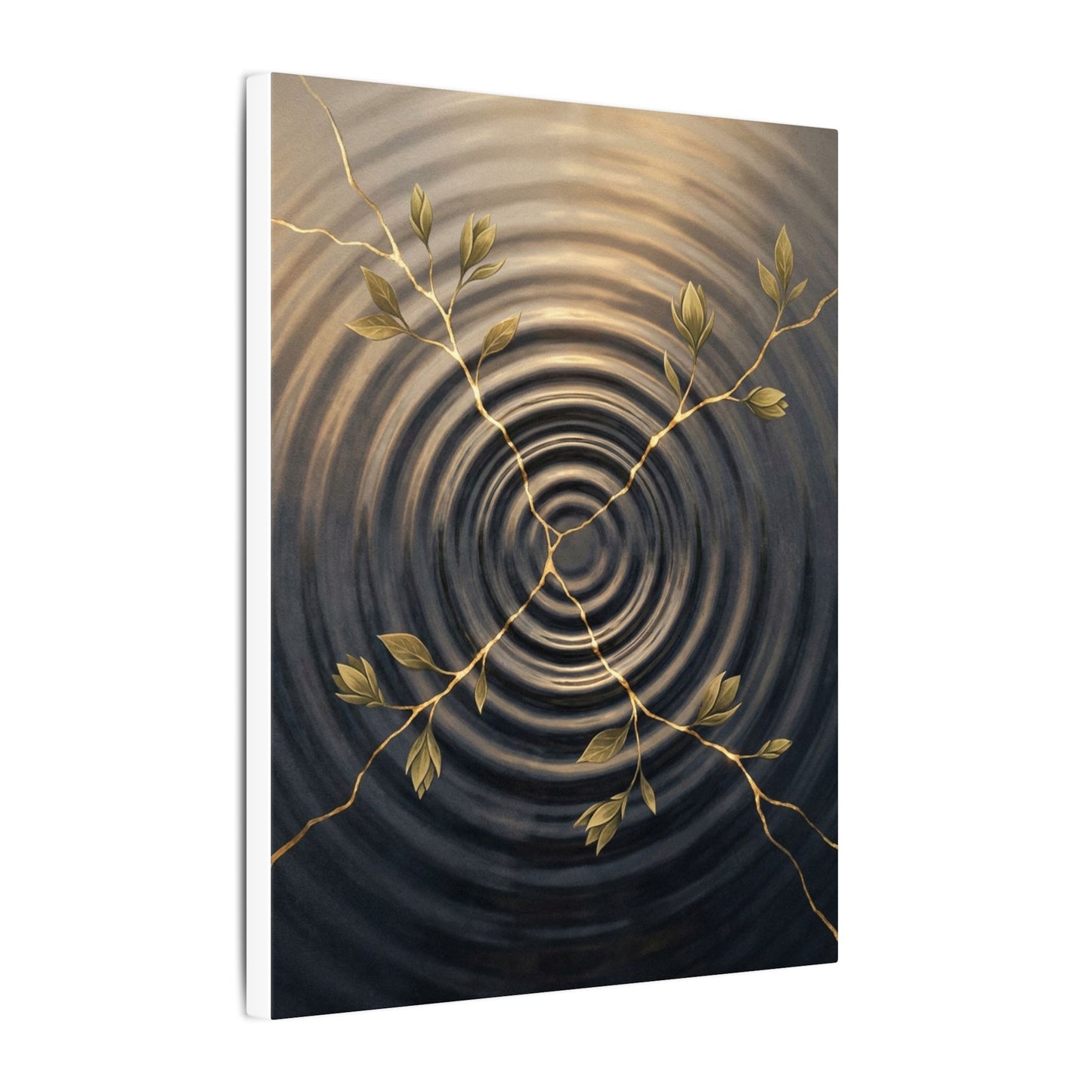 Kanso Water Ripple Canvas Art - Kintsugi Gold Vein