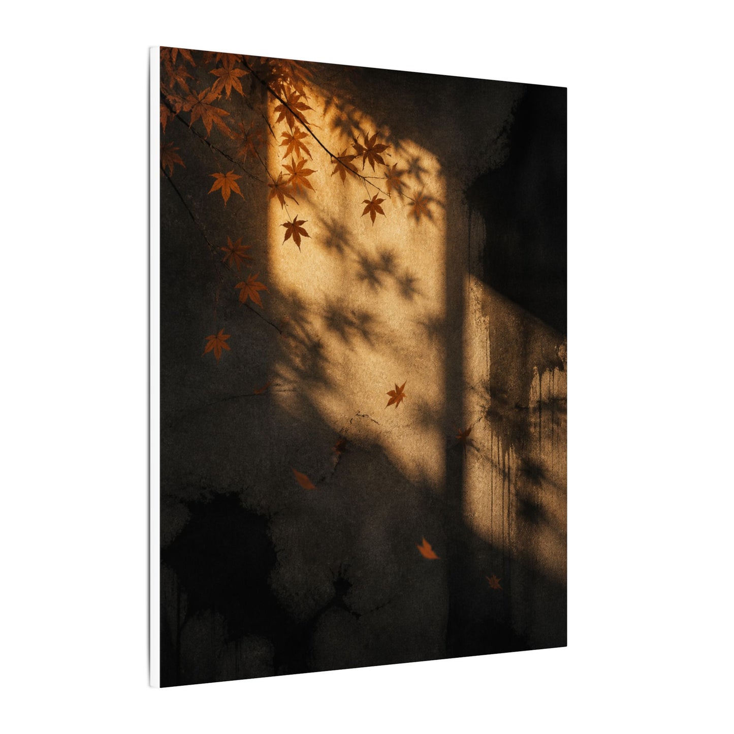 Shadow Play Canvas Art | Autumn Dark Japandi Charcoal Ink Art