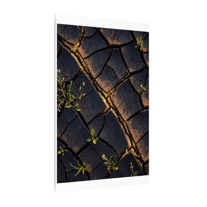Kintsugi Cracked Earth in Golden Hour | Gold Vein Canvas Art