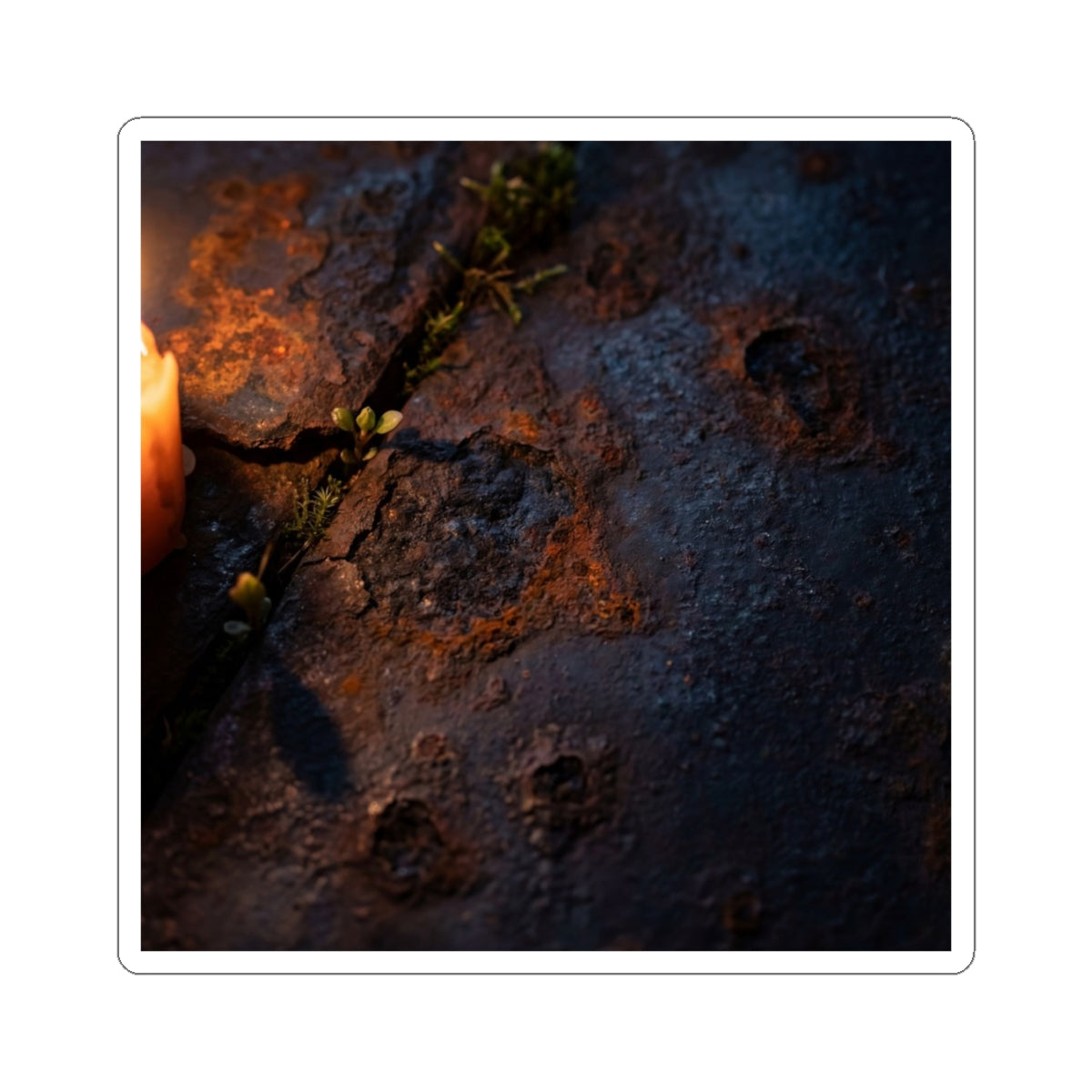 Spring Rust Patina Charcoal Ink Sticker | Sophisticated Decor Art Print