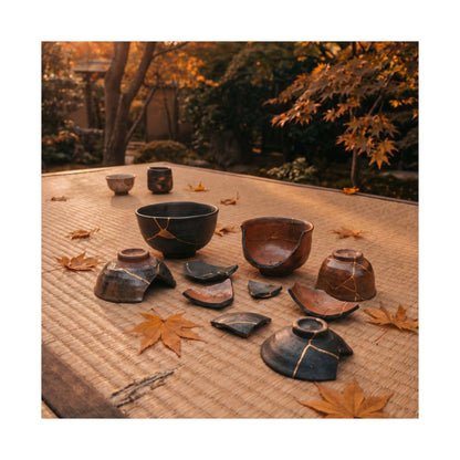 Kintsugi Tea Ceremony in Golden Hour | Broken Beauty Wall Art Print