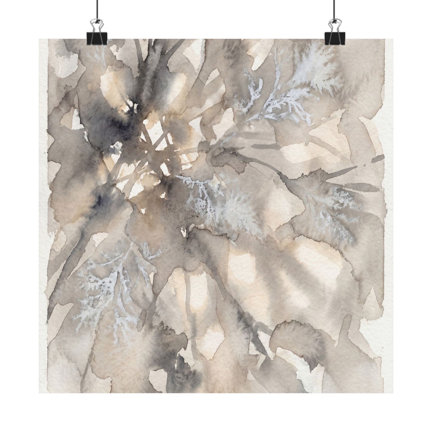 Shadow Play Wall Art Print | Winter Japandi Watercolor Art