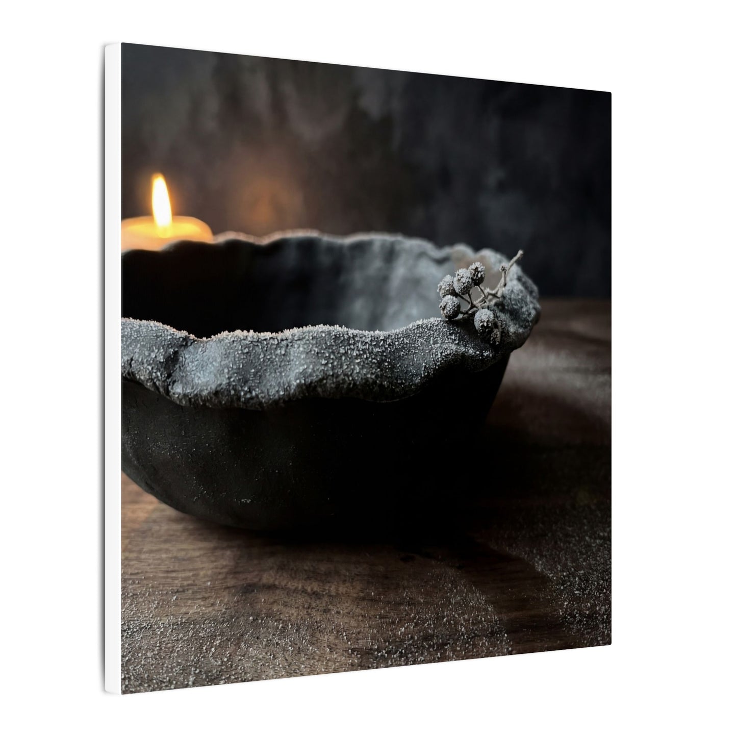 Ceramic Bowl Canvas Art | Winter Dark Japandi Shadow Zen Art