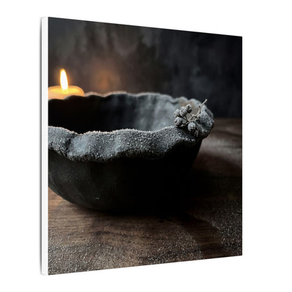 Ceramic Bowl Canvas Art | Winter Dark Japandi Shadow Zen Art