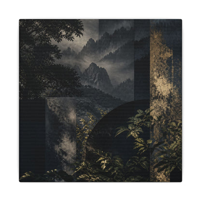 Mountain Mist Summer Canvas Art | Dark Japandi Atmospheric Design