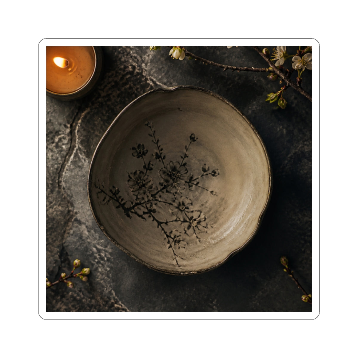 Ceramic Bowl Spring Sticker | Japandi Neutral Design