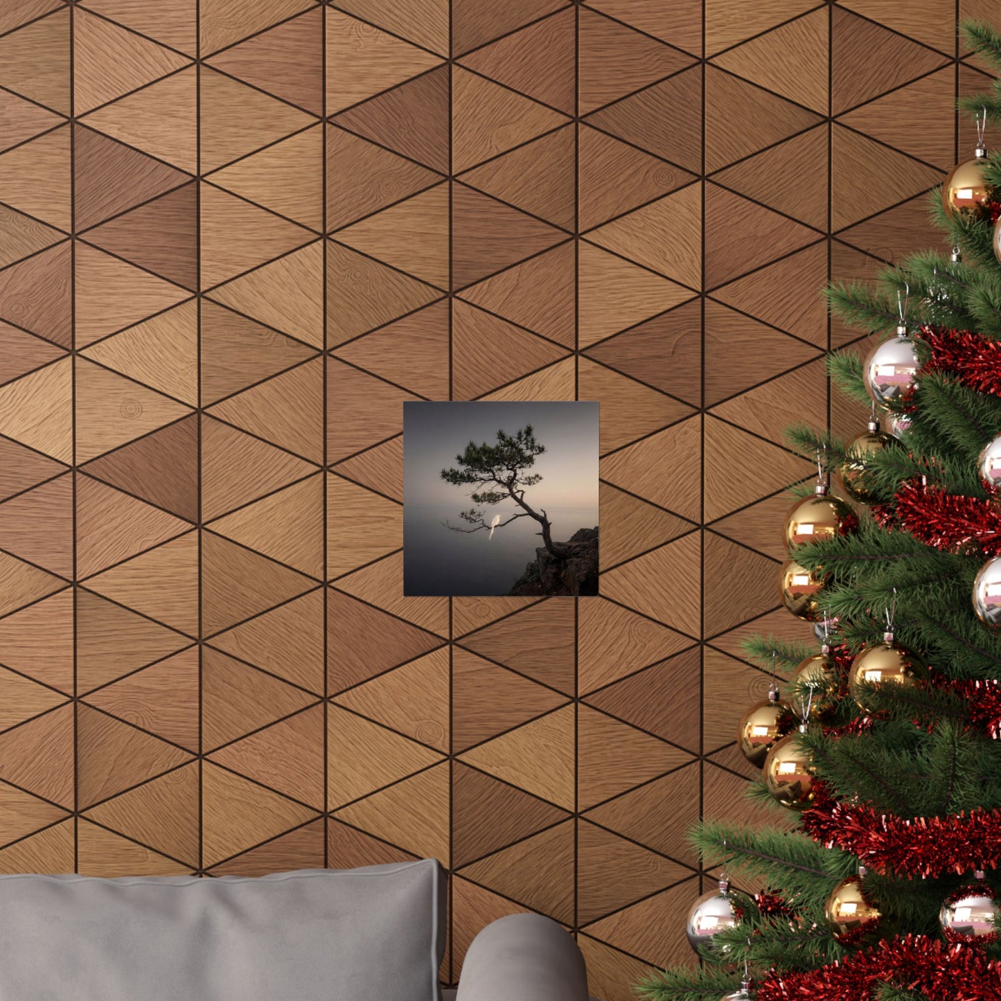 Moody Pine Tree Wall Art Print - Moody Minimal Dark Japandi